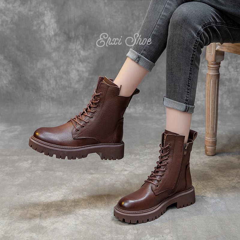 Giày Bốt Da Cổ Cao Thời Trang Dành Cho Nữ