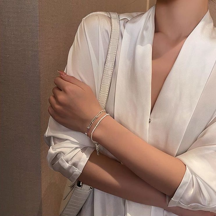 Set 2 vòng tay bạc đơn giản thời trang cho nữ | BigBuy360 - bigbuy360.vn