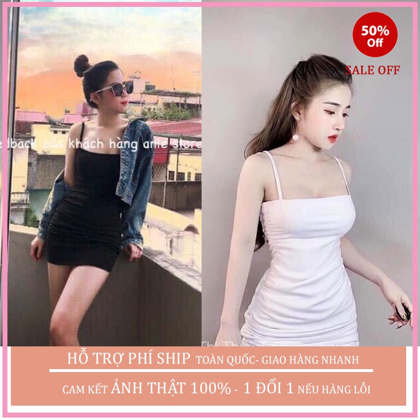 Váy HAI DÂY ôm Body sexy , váy Midi gợi cảm vải thun cao cấp thời trang Hàn Quốc .XƯỞNG MAY TIT COJ 2