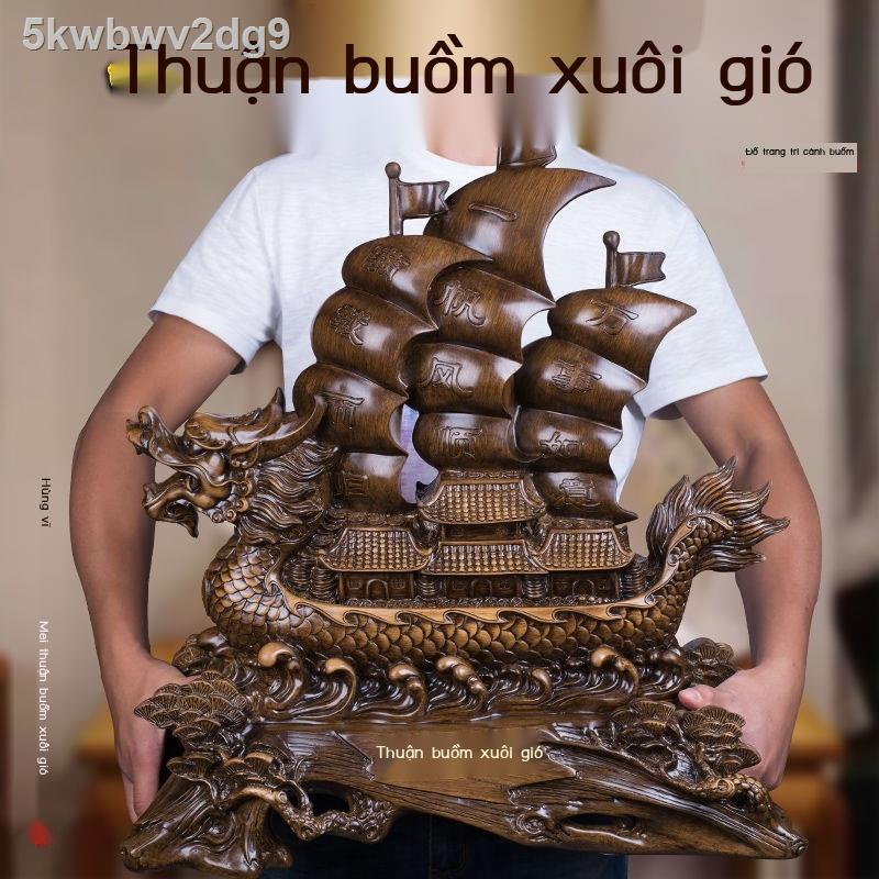 ▨ Tranh thuận buồm xuôi gió thuyền rồng trang trí bàn làm việc văn phòng khách tủ rượu quà tặng tân gia