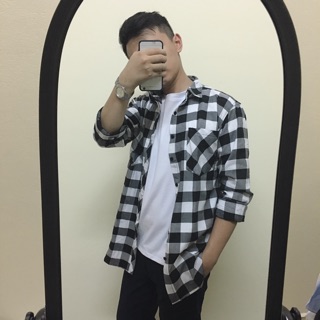 (CÓ SẴN) Áo sơ mi nam Flannel phong cách - SMT08 Trắng