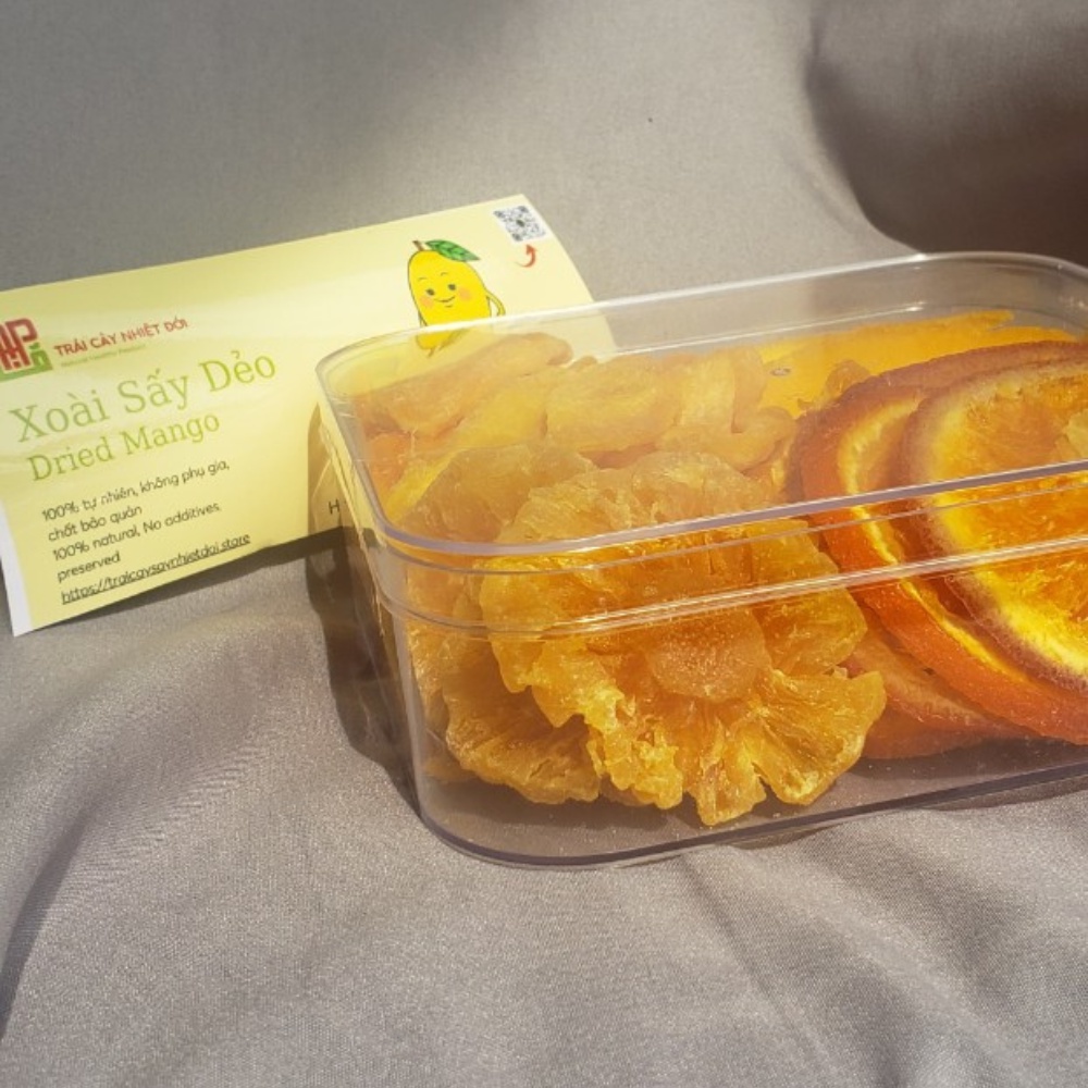 Trái Cây Sấy Dẻo Không Đường 500g Mix 5 Loại Xoài, Dứa, Mít, Cam, Đu Đủ, Hoa quả sấy dẻo đặc sản