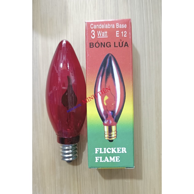 Bóng lửa nhấp nháy đuôi E12  màu đỏ, trắng sản xuất tại Việt Nam bởi Cty Hòa Thái