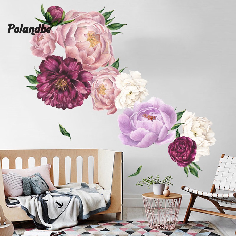 ●PO Removable Peony Flower Wall Sticker Living Room Wallpaper Decal Home Art Decor