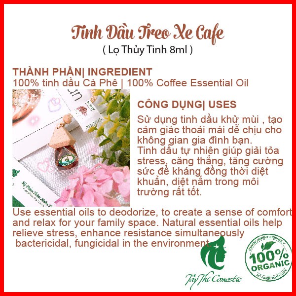 Tinh Dầu Cà Phê Treo Xe Tây Thi Lọ Thủy Tinh 8ml