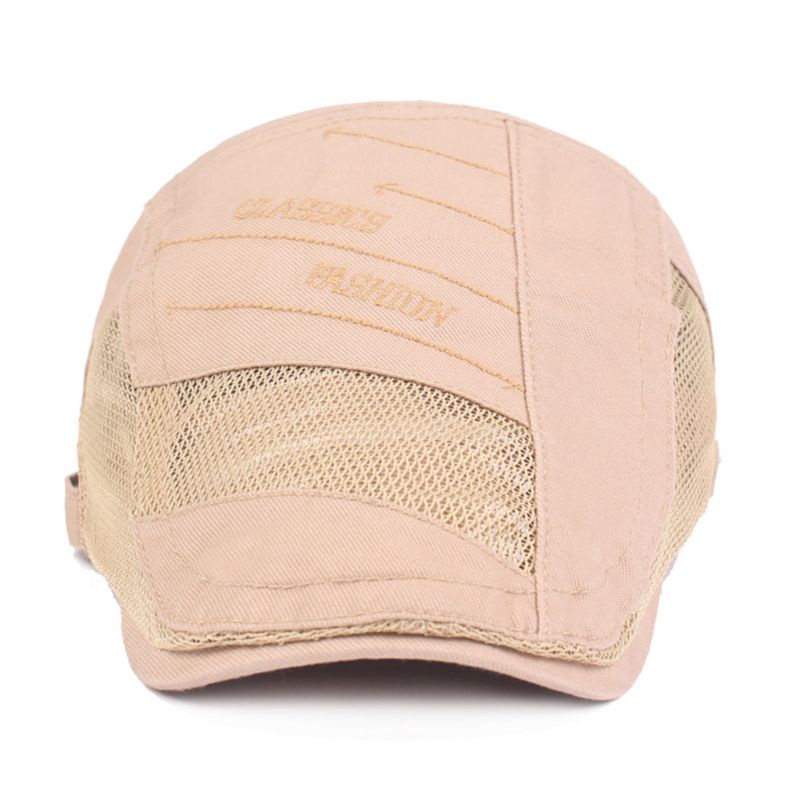 Mũ Beret Phối Lưới Thoáng Khí Thêu Chữ Thời Trang Cho Nam Và Nữ