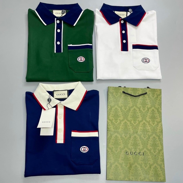 Áo polo Gucci GC túi ngực logo thêu SC