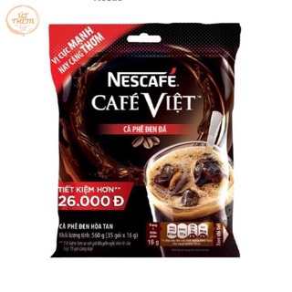 Dây 35 gói cà phê đen đá hòa tan nescafe cafe việt