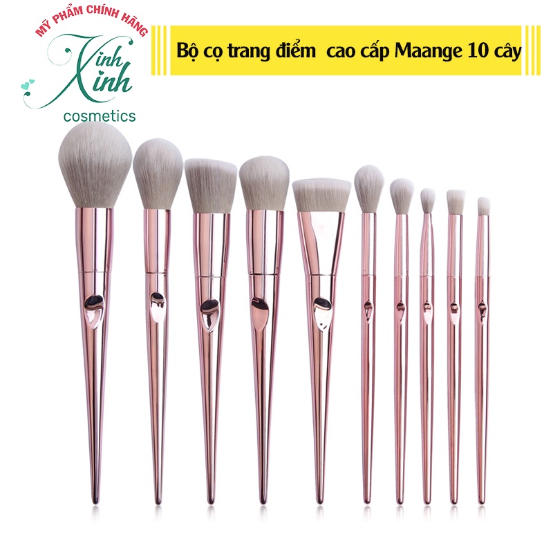 Bộ cọ trang điểm cao cấp MAANGE 10 cây màu hồng - HÀNG XỊN XÒ