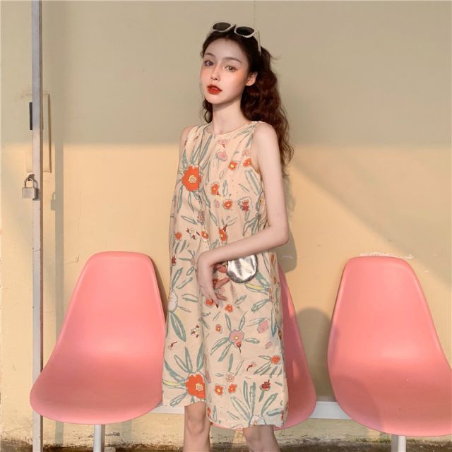Đầm suông hoa sát nách  hàng cao cấp ( hàng đặt)