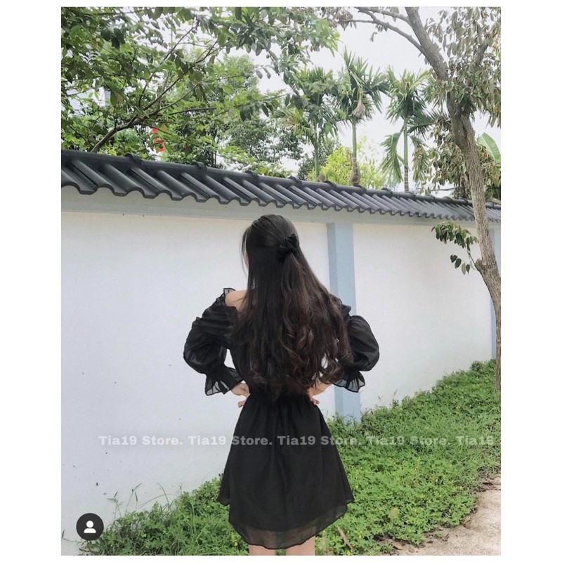 Váy trễ vai bo tay . Đầm trễ vai ( Ảnh Thật Tia19 chụp) | BigBuy360 - bigbuy360.vn