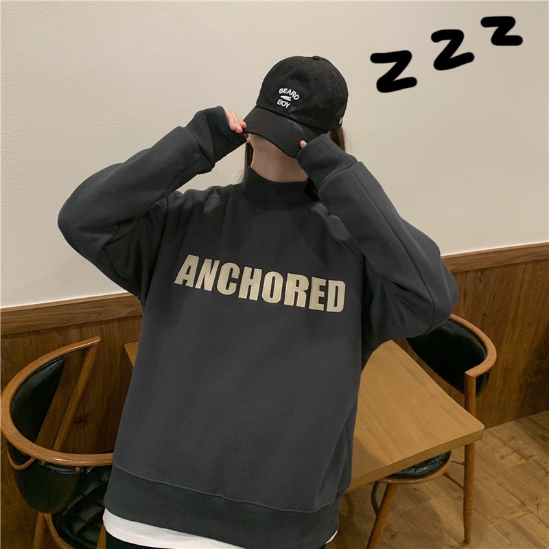 Áo Sweater Tay Dài Cổ Lọ In Chữ Thời Trang Cho Nữ