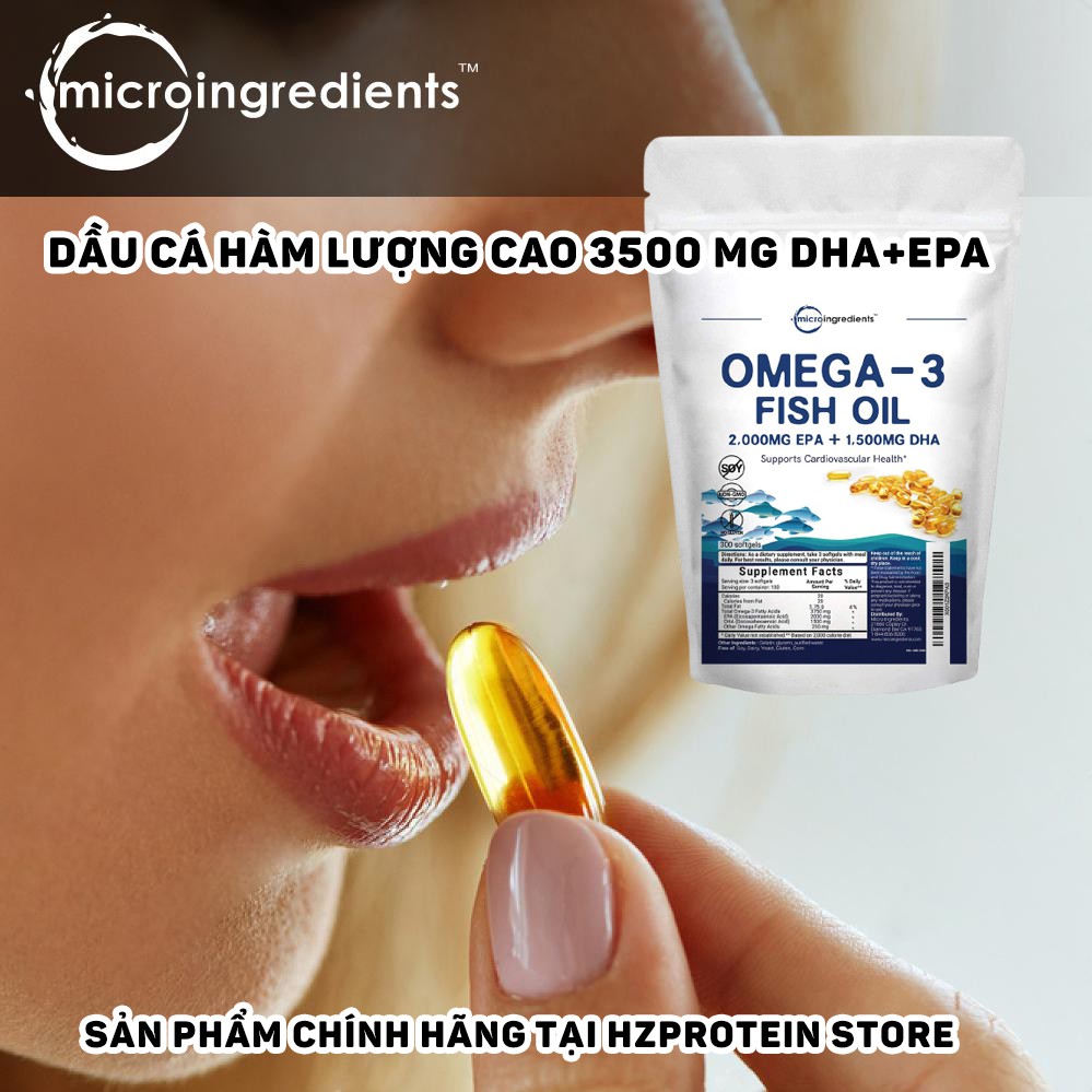 VIÊN UỐNG DẦU CÁ MICROINGREDIENTS FISH OIL OMEGA-3 HÀM LƯỢNG CAO 3500mg DHA+EPA  HỖ TRỢ SỨC KHỎE (300 VIÊN)