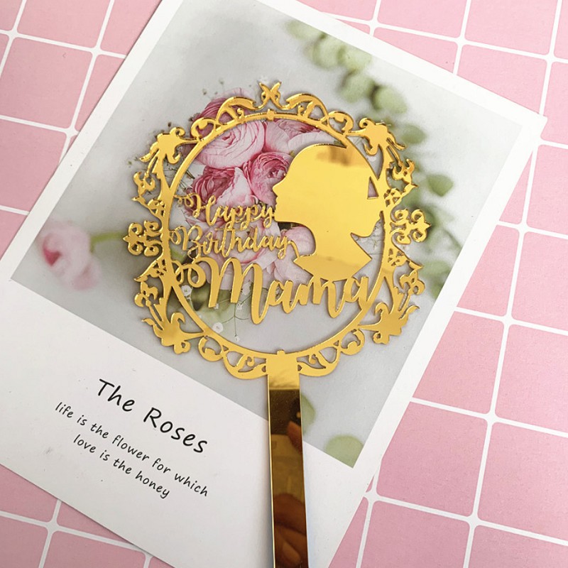 Que cắm trang trí bánh chữ Happy Mother 's Day/ Mum/ Queen độc đáo sáng tạo