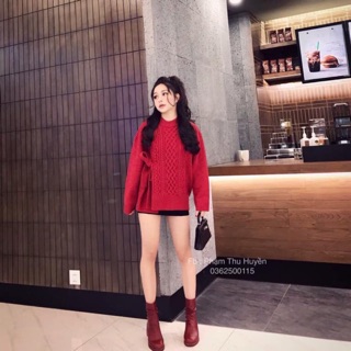 Áo len nơ eo vặn thừng