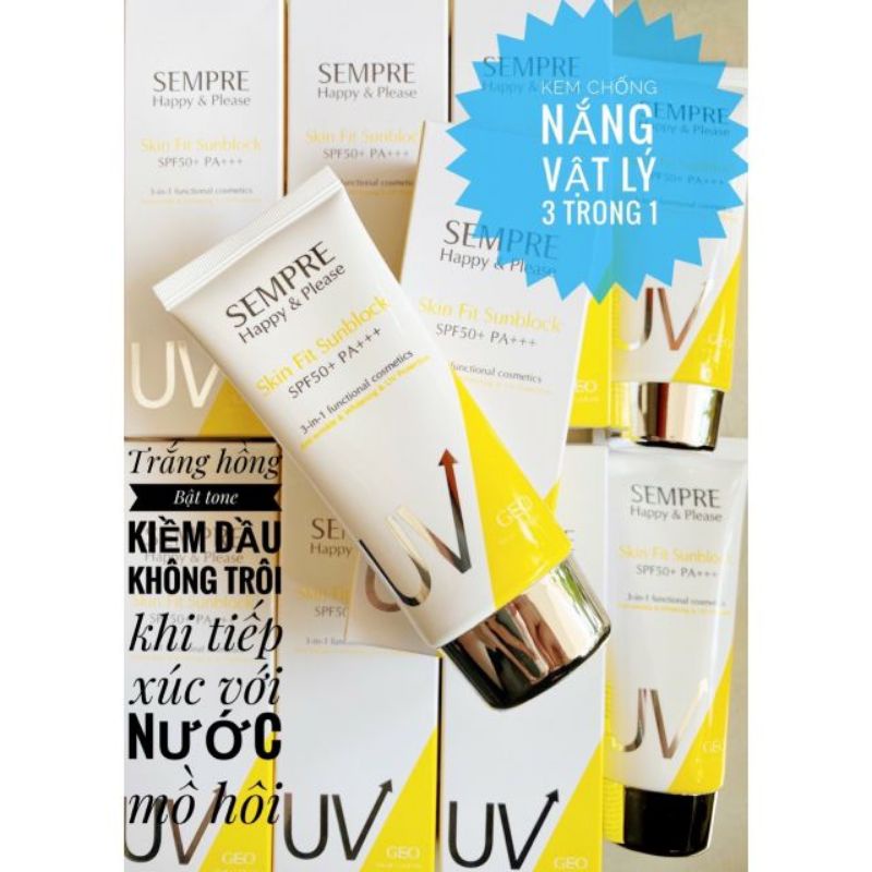 KEM CHỐNG NẮNG THUẦN VẬT LÝ SEMPRE  HAPPY& PLEASE 100ml