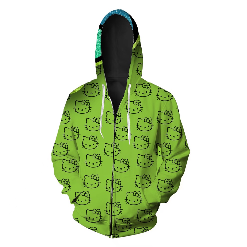 Áo Sweater Chui Đầu Tay Dài Dáng Rộng In Hoạt Hình Hello Kitty Nhiều Màu Dễ Thương Thời Trang Cho Bạn Gái Y2k