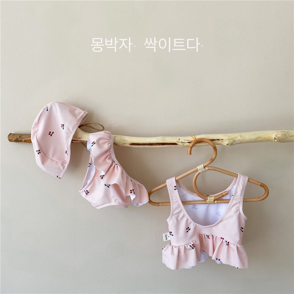 Bộ Đồ Bơi 3 Món Màu Hồng Xinh Xắn Cho Bé Gái 0-2 Tuổi