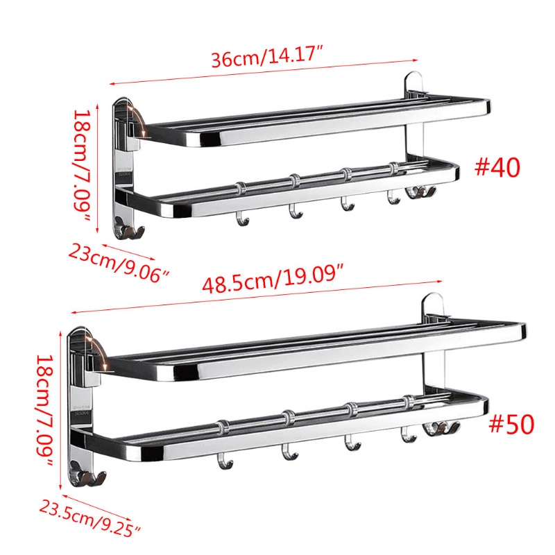 Giá Đỡ Treo Khăn Tắm Gắn Tường Bằng Thép Không Gỉ Thiết Kế 4 Thanh Trượt Tiện Dụng