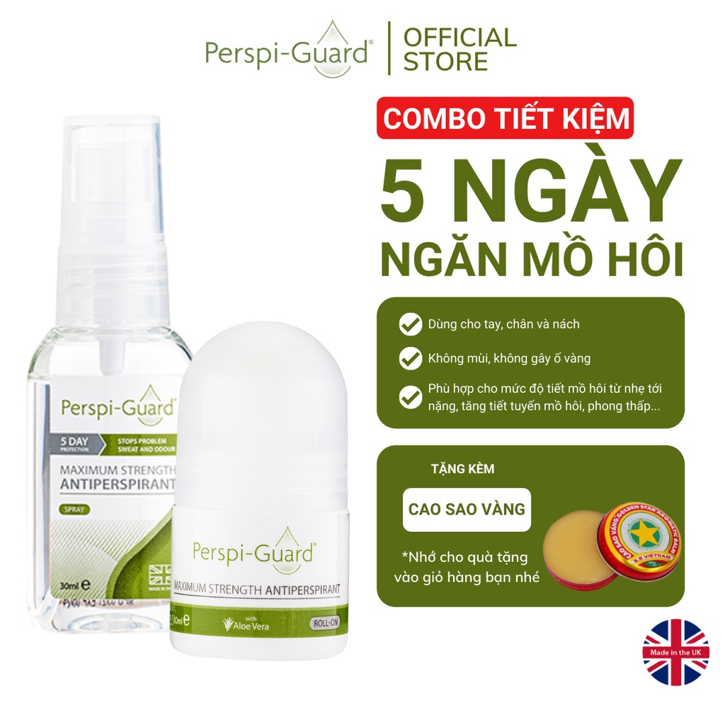 Combo ngăn mồ hôi Perspi-Guard lăn khử mùi 30ml + xịt khử mùi 30ml