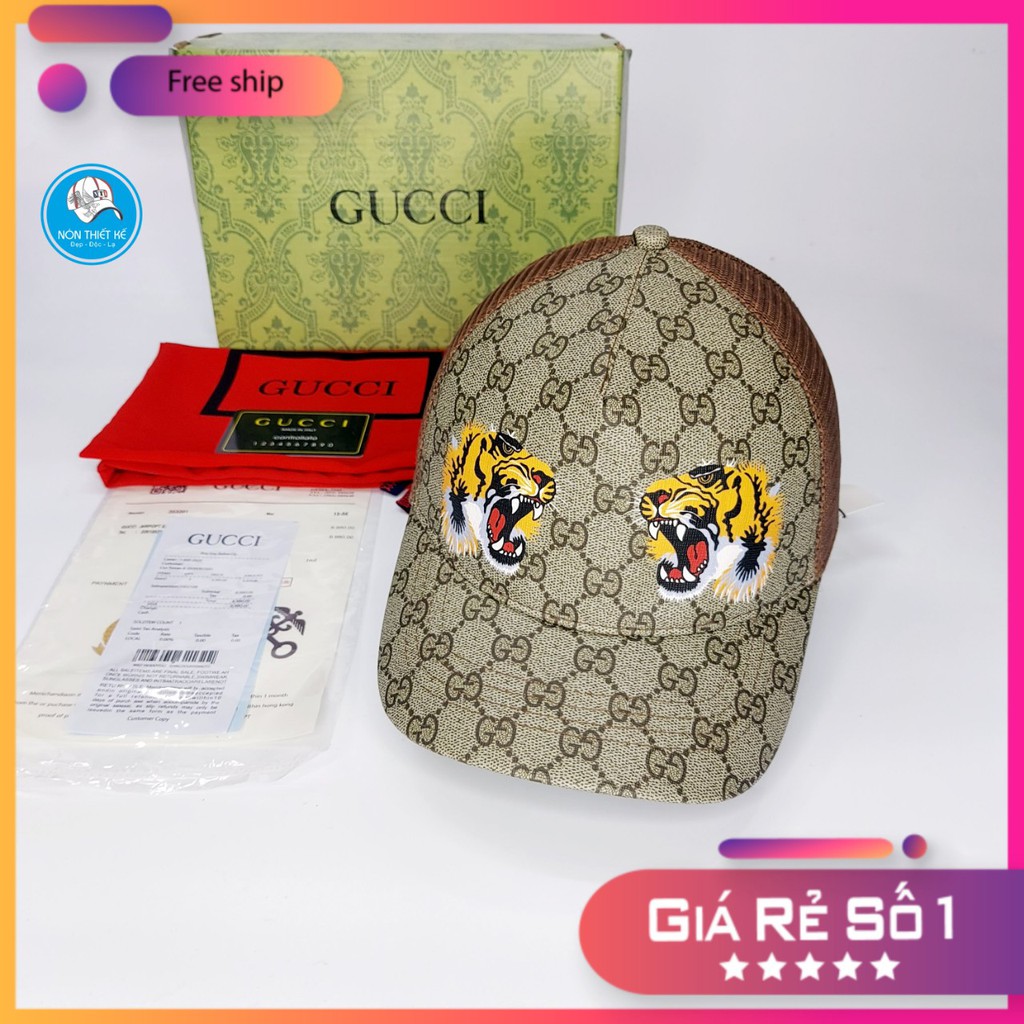 Nón kết gc Mũ lưỡi trai Gc thời trang cao cấp song hổ mỏ ngắn lưới nâu supper like âu 1.1  full box hộp cực đẹp (Nón Thi