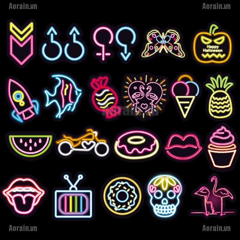 MT 100Pcs Neon light stickers kids toy cute sticker for DIY luggage laptop NY