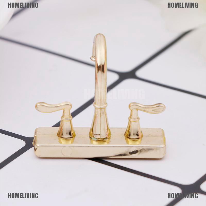 Vòi Nước Đôi mini Bằng Hợp Kim Tỉ Lệ 1 / 12 Trang Trí Nhà Búp Bê