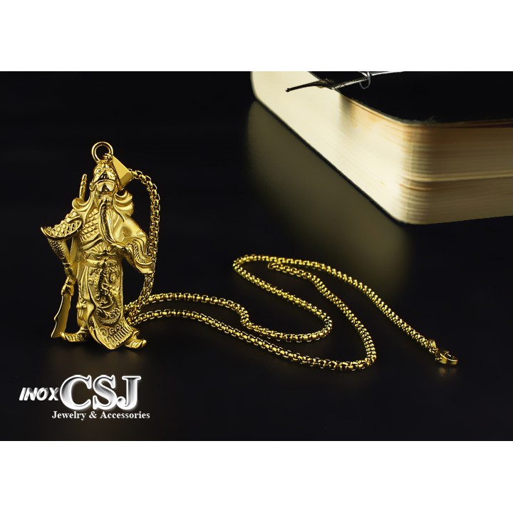 Mặt dây chuyền inox Quan Công màu vàng siêu đẹp, bền màu - Đem lại đẳng cấp phong độ cho người đeo (không dây)