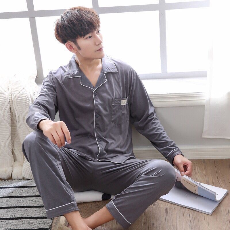 Bộ đồ ngủ pajamas tay dài họa tiết thời trang dành cho nam