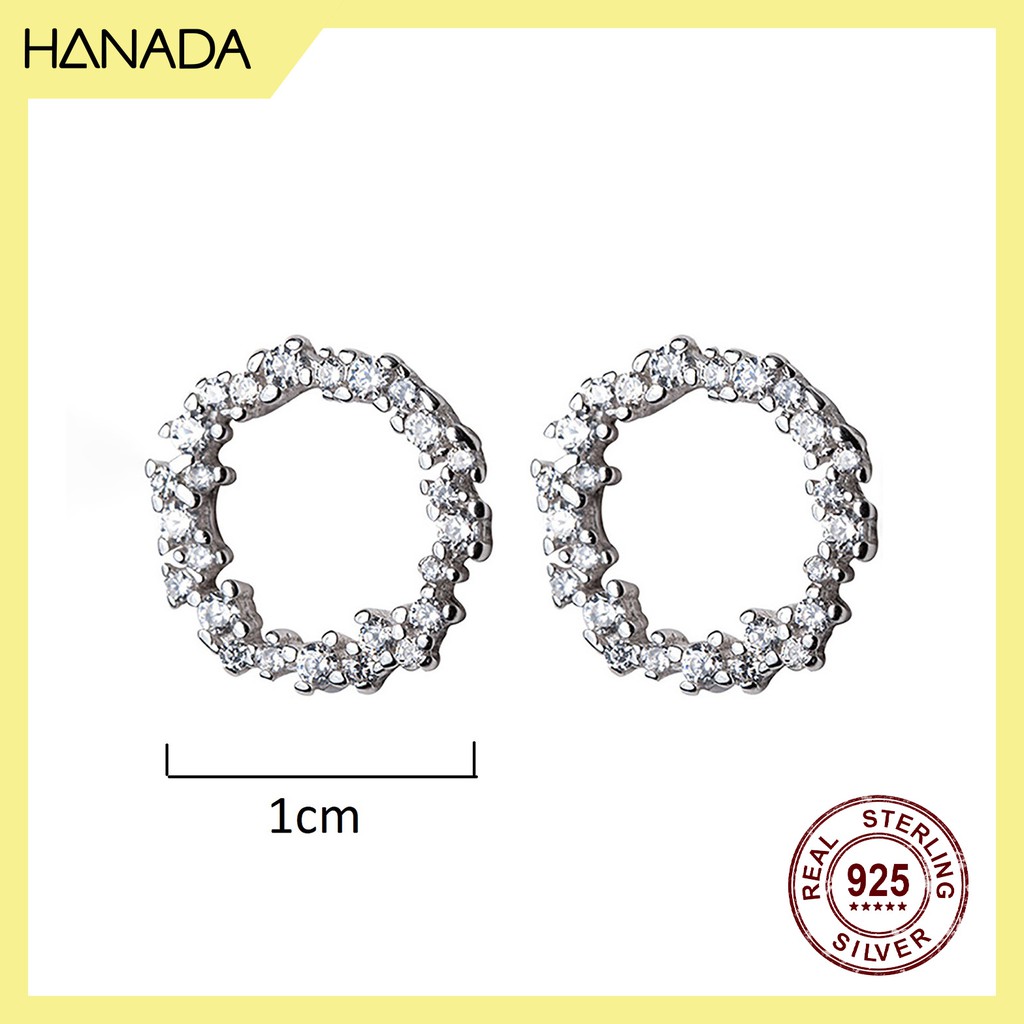 Trang Sức Bạc Hanada, Bông Tai Bạc Ý 925 Cao Cấp, Bông Nụ Huyền Thoại Biển Xanh Tròn Đá 0369