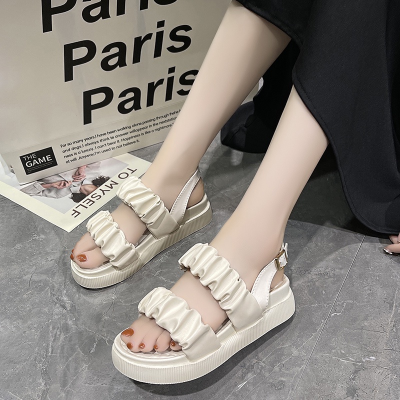 IELGY Giày sandal đế xuồng kiểu Pháp thời trang thoải mái cho nữ