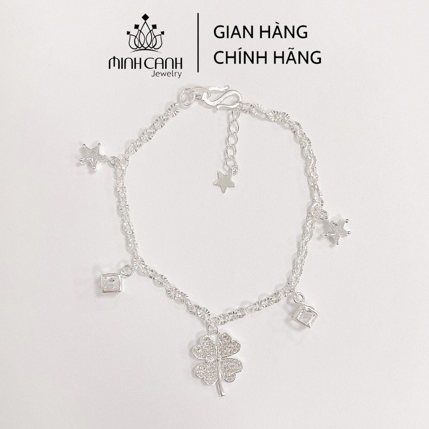 Lắc Tay Bạc 4 Lá Mix Hộp Đá Minh Canh Jewelry
