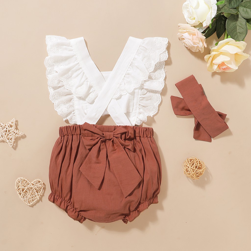 Bộ áo liền quần MIKRDOO tay bèo dễ thương cho bé gái