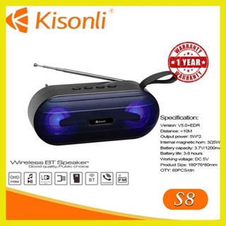 Loa bluetooth mini để bàn tích hợp công nghệ âm thanh siêu trầm ấm, loa bluetooth kisonli s8 cao cấp