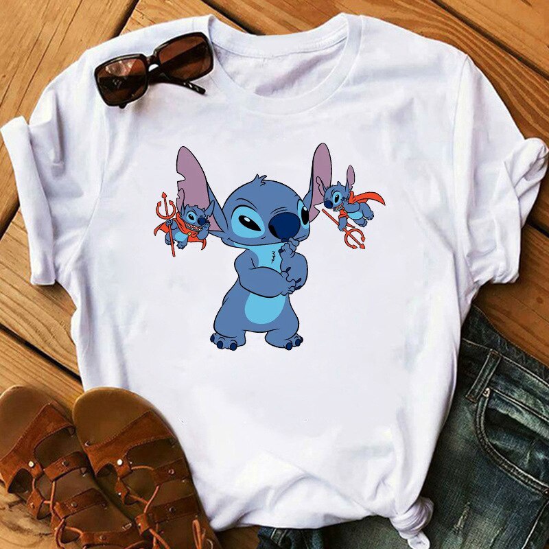 Áo thun nữ tay ngắn in hình Stitch thời trang