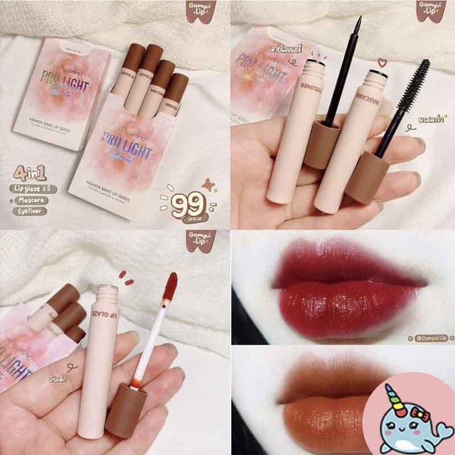 Set 4 món son kem, mascara, kẻ mắt HENG FANG PRO LIGHT cực trendy, dễ thương | BigBuy360 - bigbuy360.vn