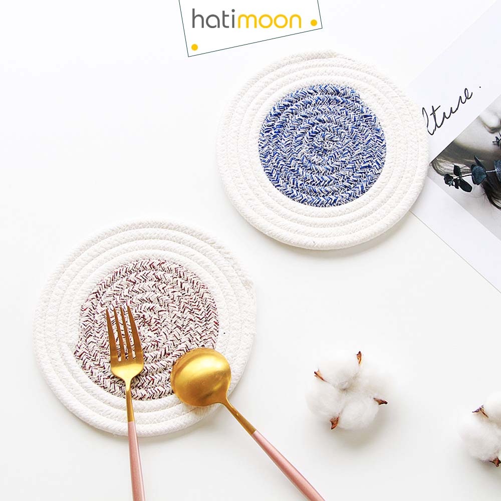 Tấm lót decor, tấm lót ấm trà, đế lót nồi, đĩa 18cm 2 màu - Hatimoon -  miếng lót HTL021
