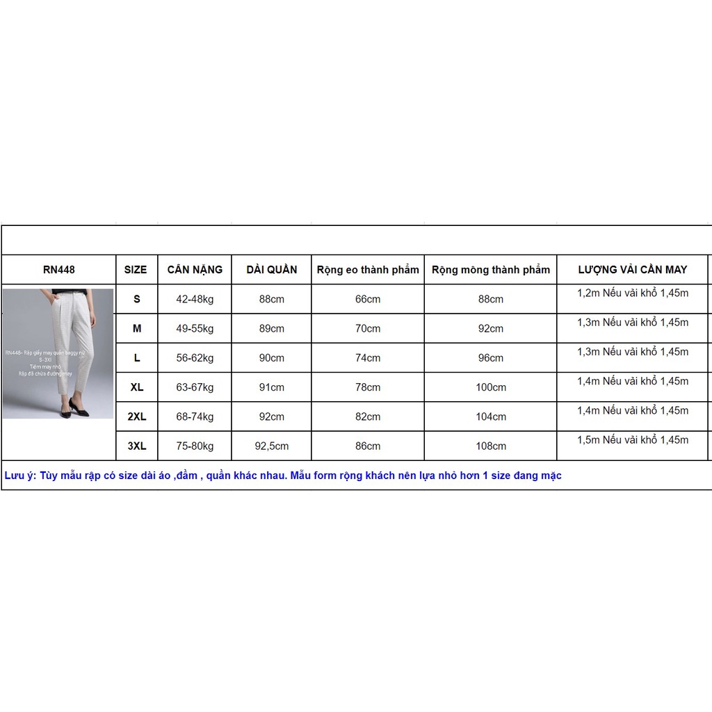 RN448_Rập giấy may quần baggy xêp li nữ