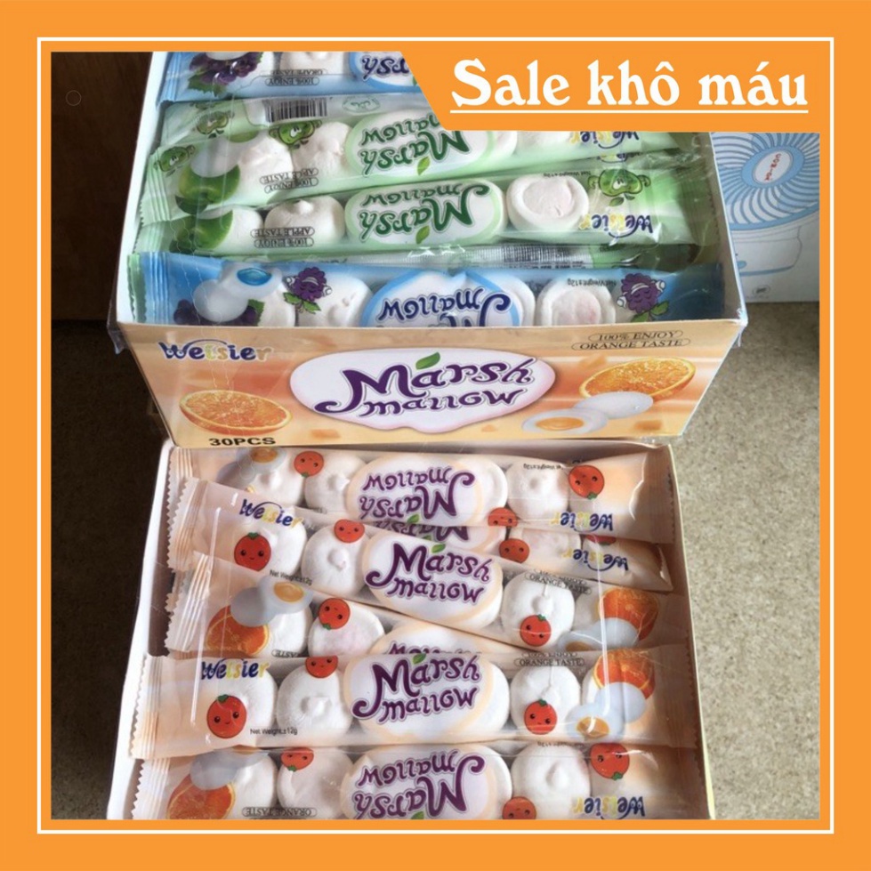 Kẹo Dẻo Hình Bánh Bao Marsmallow 1 Hộp 30 Túi Có Nhân Hương Vị Trái Cây, Sỉ Đồ Ăn Vặt Trẻ Em Hà Nội