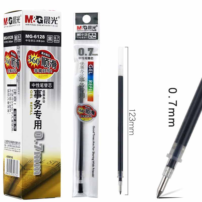 Ruột bút nước mực gel ngòi 0.5/ 0.7mm M&G, chuyên dùng viết chữ Hán-Trung-Hàn-Nhật, dùng cho văn phòng, học sinh