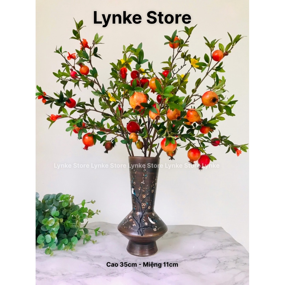 Bình Hoa Lọ Hoa Gốm Men Thuần Mộc Dáng Đèn Cao 35cm Cắm Đào Đẹp Gốm Sứ Bát Tràng - Lynke Store