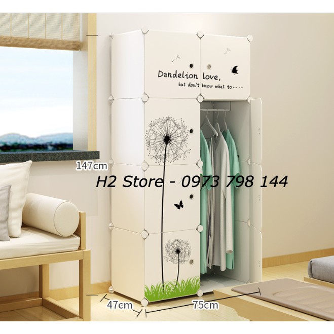 TỦ NHỰA GHÉP 8 Ô CỬA TRẮNG ĐỤC BỒ CÔNG ANH TREO ĐỒ ĐA NĂNG THÔNG MINH sâu 47cm