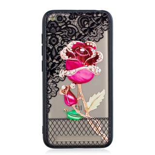 Ốp lưng trong suốt họa tiết hoa hồng 3D cho Xiaomi Redmi 5A