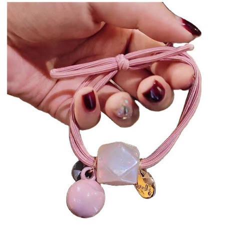 Dây buộc tóc co giãn đính hạt đá nhiều màu phong cách Hàn Quốc thời trang cho nữ