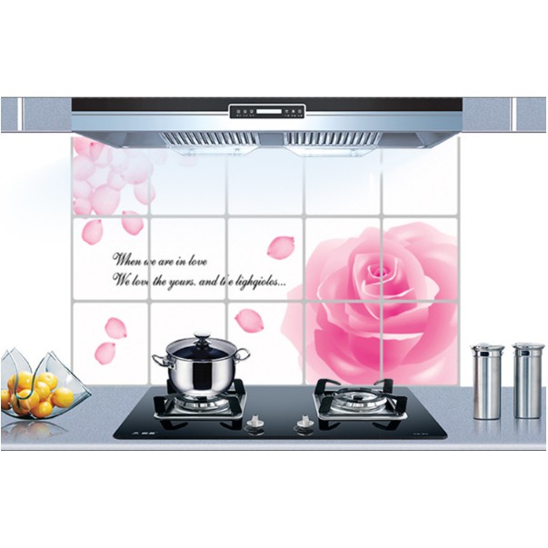 Decal dán bếp tráng nhôm cách nhiệt - Bông hồng lớn