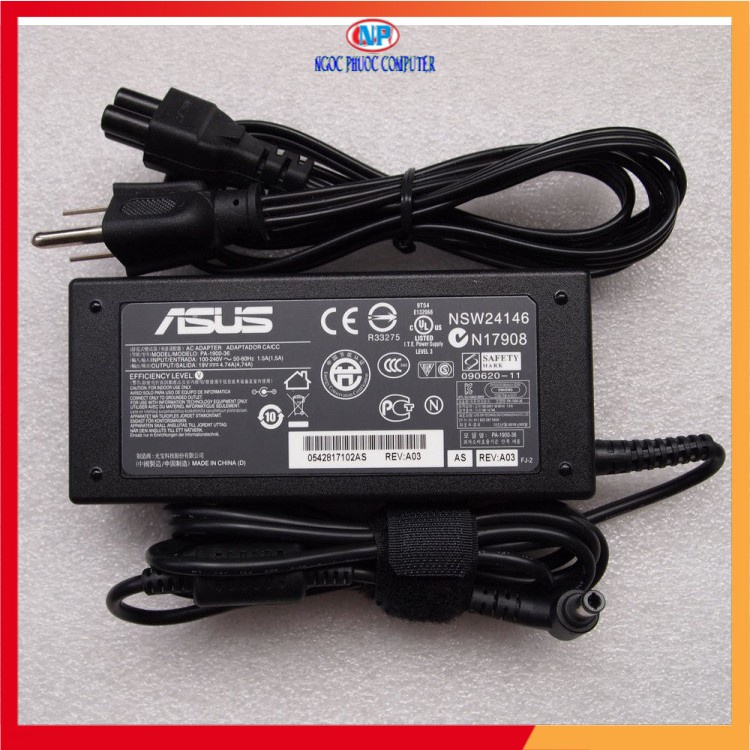 Sạc laptop ASUS 19v-3.42a/2.37a/1.75a ZiN CAO CẤP - Adapter ASUS Vuông / Chữ nhật - Chân to / nhỏ - Kèm dây nguồn