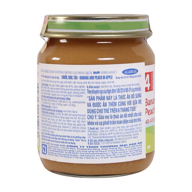 Dinh dưỡng đóng lọ HIPP Chuối đào táo