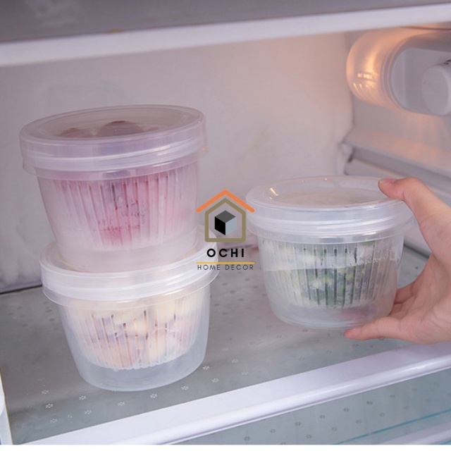 Hộp trữ đông đựng gia vị, khay giữ tươi hành, tỏi, gừng 2 lớp bảo quản đồ ăn trong tủ đá