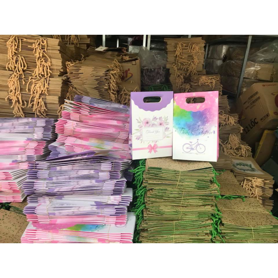 [Combo 100] Túi Giấy JG Nắp Gấp Mini Đựng Son Đựng Mỹ Phẩm Phụ Kiện Size 14x10x5,2cm | BigBuy360 - bigbuy360.vn