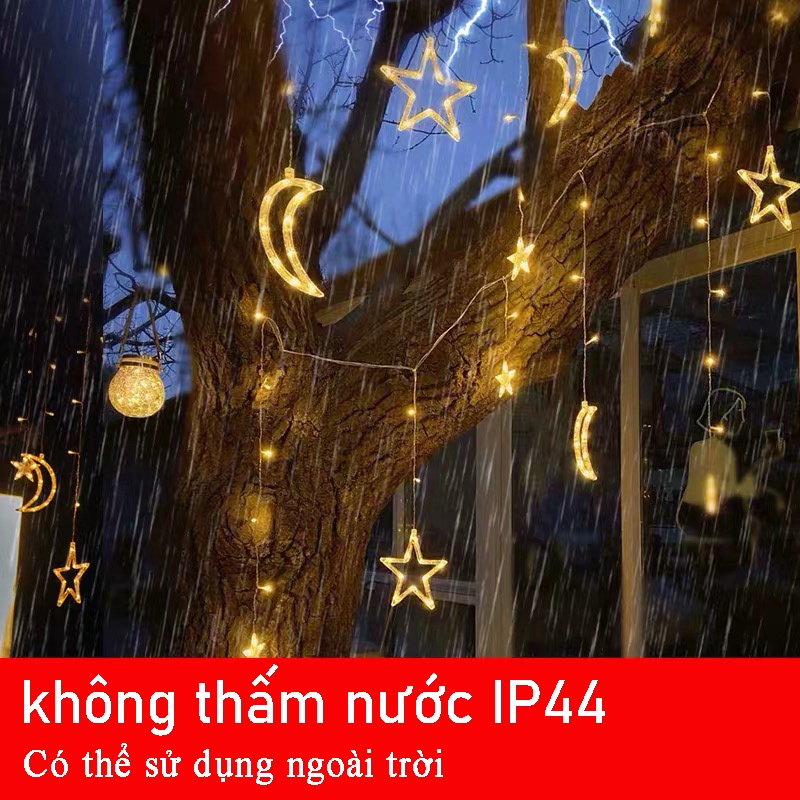[Hàng sẵn sàng &amp; COD] 4M Dây đèn rèm mặt trăng ngôi sao 138 LED 8 chế độ dùng trang trí